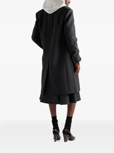Prada Double Wool Midi-skirt In Black