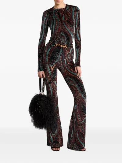 Etro Jacquard Chenille Sweater With Paisley Pattern In Brown