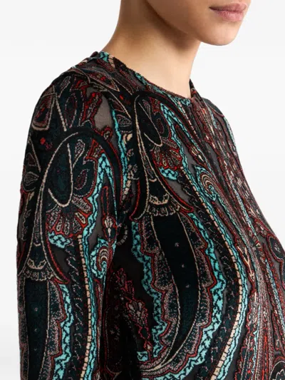 Etro Jacquard Chenille Sweater With Paisley Pattern In Brown