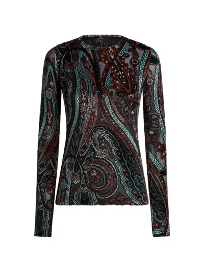 Etro Jacquard Chenille Sweater With Paisley Pattern In Brown