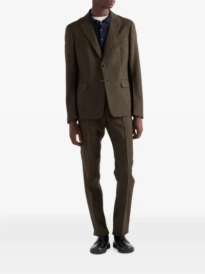 Prada Single-breasted Wool Suit In Brown