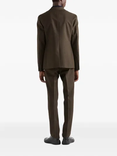 Prada Single-breasted Wool Suit In Brown