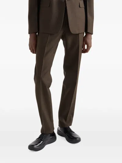 Prada Single-breasted Wool Suit In Brown