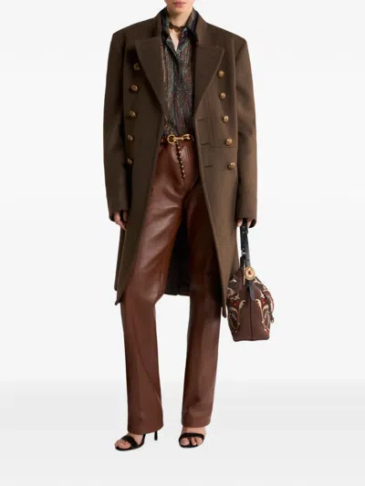 Etro Leather Trousers With Studs In 브라운
