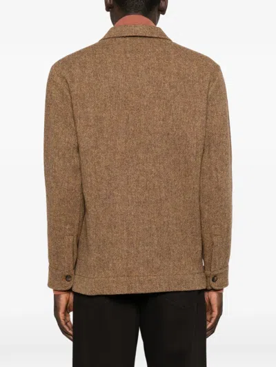 Gran Sasso Herringbone-pattern Wool Jacket In Brown