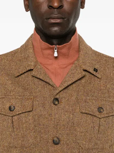 Gran Sasso Herringbone-pattern Wool Jacket In Brown