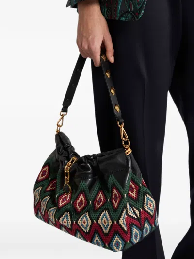 Etro Leather Bag Handle With Diamond-shaped Studs In Red