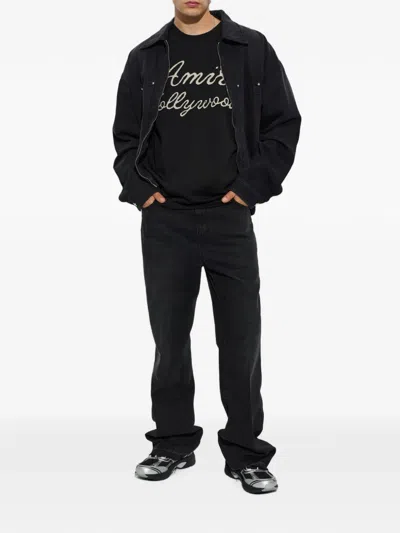 Amiri Oversized Fit Hollywood Script Tee In Black