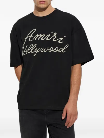 Amiri Oversized Fit Hollywood Script Tee In Black