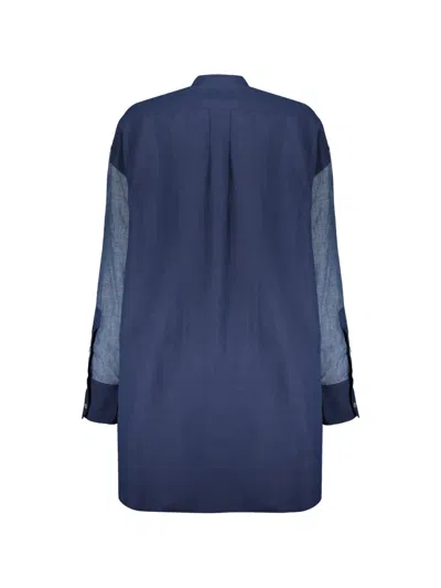 Moorer Patchwork-design Linen Shirt In 블루