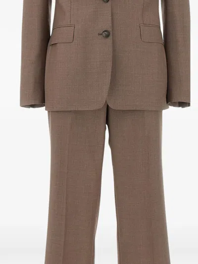 Tagliatore Single-breasted Virgin Wool Suit In Brown