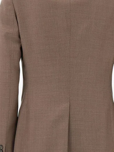 Tagliatore Single-breasted Virgin Wool Suit In Brown