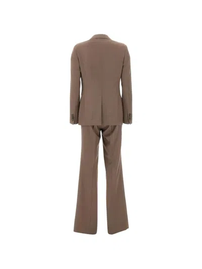 Tagliatore Single-breasted Virgin Wool Suit In Brown