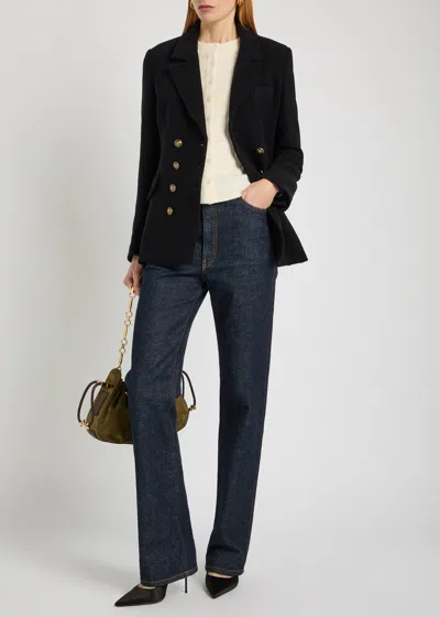 Veronica Beard Claude Dicky Double-breasted Stretch-wool Blazer In Black