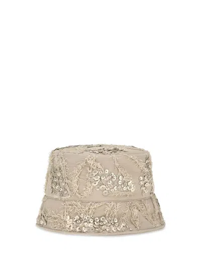 Brunello Cucinelli Mcap99001 Embroidered Sequin Bucket Hat In Neutral
