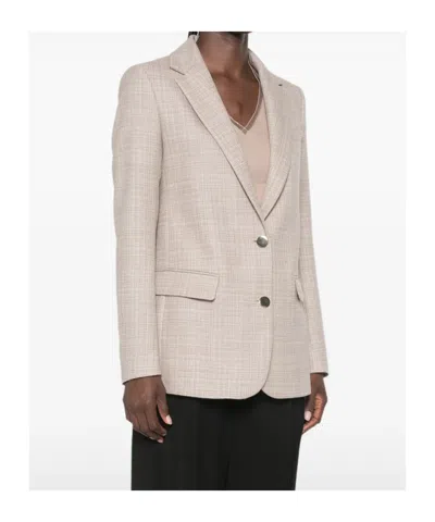 Fabiana Filippi Checked-pattern Single-breasted Blazer In Neutral