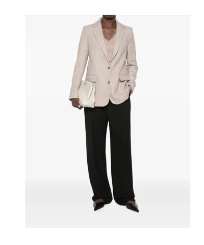 Fabiana Filippi Checked-pattern Single-breasted Blazer In Neutral