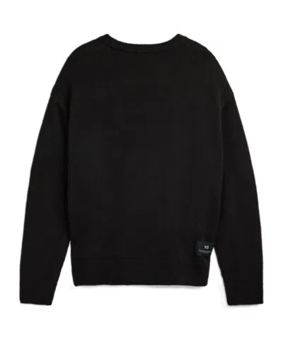 Y-3 Wool Blend Crew Neck Sweater Graphic In Black