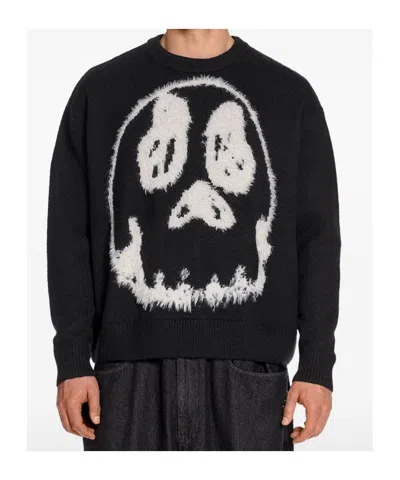 Y-3 Wool Blend Crew Neck Sweater Graphic In Black