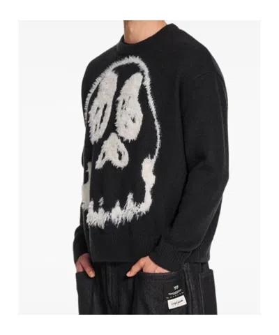 Y-3 Wool Blend Crew Neck Sweater Graphic In Black
