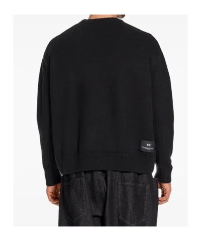 Y-3 Wool Blend Crew Neck Sweater Graphic In Black