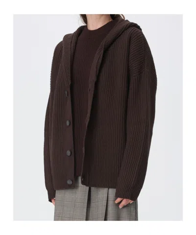 Dondup Brown Solid Shawl Neck Sweater In Brown