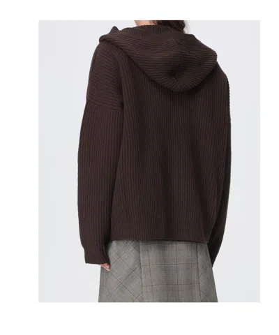Dondup Brown Solid Shawl Neck Sweater In Brown
