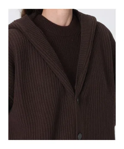 Dondup Brown Solid Shawl Neck Sweater In Brown