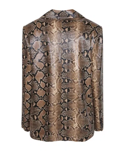 Ermanno Firenze Snake-print Single-breasted Blazer In Brown