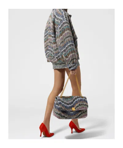 Missoni Oversized Bomber Jacket In Chevron Knit With Sequins In Multi