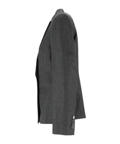 Peserico Tailored Structured Shoulders Double-breasted Blazer In Gray