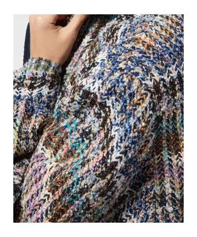 Missoni Oversized Bomber Jacket In Chevron Knit With Sequins In Multi