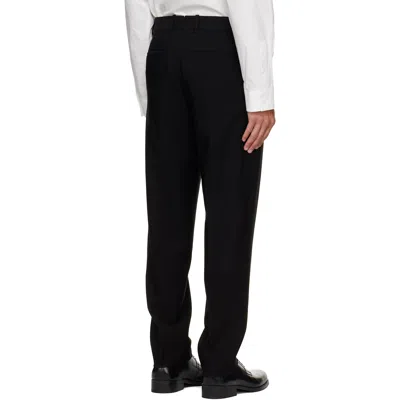 Solid Homme Black Wool Set-up Trousers In Black