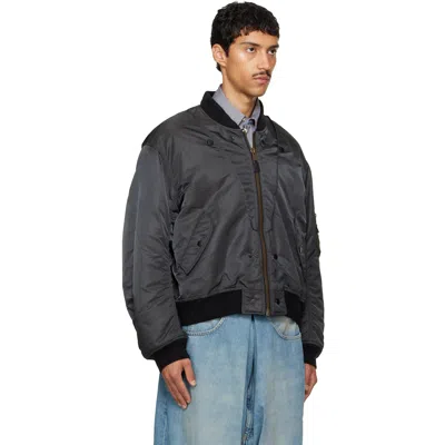 Maison Margiela Nylon Blend Bomber Jacket With Polyester Lining In Black