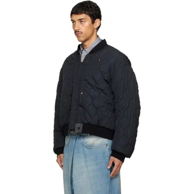 Maison Margiela Nylon Blend Bomber Jacket With Polyester Lining In Black