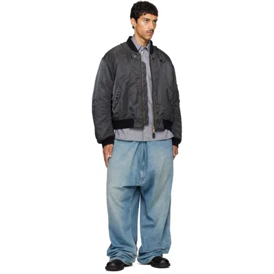 Maison Margiela Nylon Blend Bomber Jacket With Polyester Lining In Black