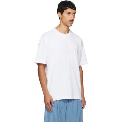 Solid Homme White Solid Back Logo T-shirt In 822w