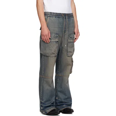 Amiri Drawstring Baggy Denim Cargo Pants In Multi