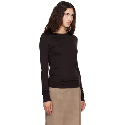 Studio Nicholson Brown Jersey Long Sleeve T-shirt In Black