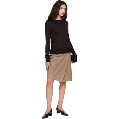 Studio Nicholson Brown Jersey Long Sleeve T-shirt In Black