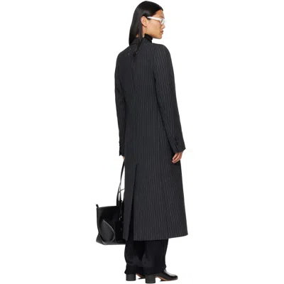 Maison Margiela Herringbone-pattern Double-breasted Coat In Blue