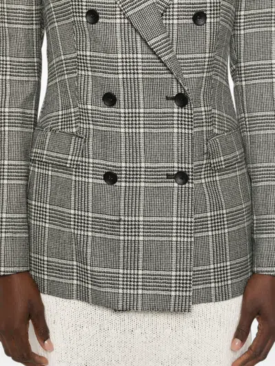 Tagliatore Check-pattern Double-breasted Blazer In Black