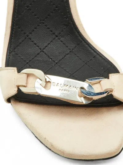 Pre-owned Balmain B-chain Strap Sandals In Neutrals