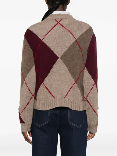 Beyou Argyle-pattern Sweater In Multi