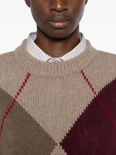 Beyou Argyle-pattern Sweater In Multi