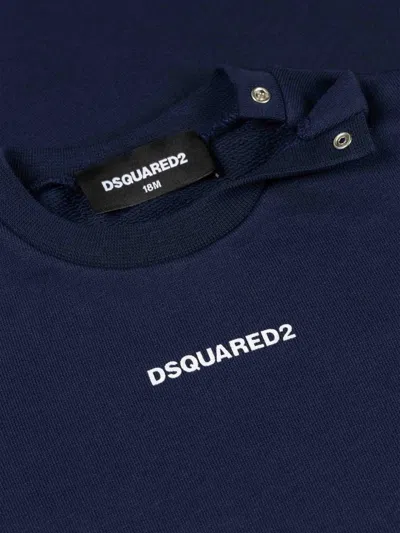Dsquared2 Logo-print Shoulder-button Sweatshirt In Blue