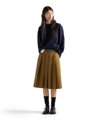 Prada Hopsack Midi-skirt In Cinnamon