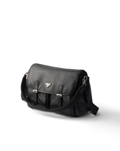 Prada Leather Shoulder Bag In Black