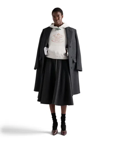 Prada Double Wool Midi-skirt In Slate Gray