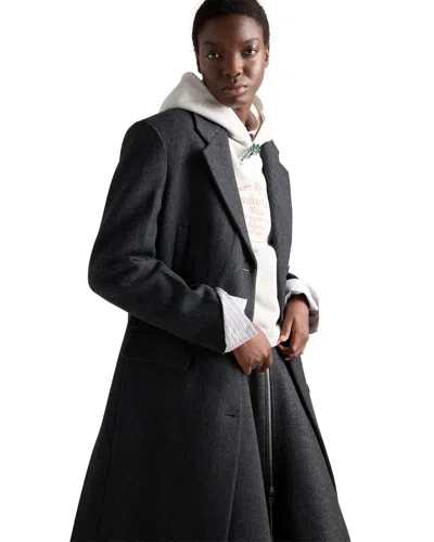 Prada Double Wool Midi-skirt In Slate Gray
